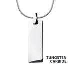 Tungsten Carbide Beveled ID Tag Pendant with Steel Snake Chain
