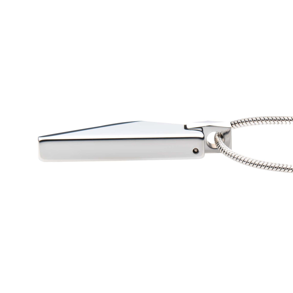 Tungsten Carbide Beveled ID Tag Pendant with Steel Snake Chain