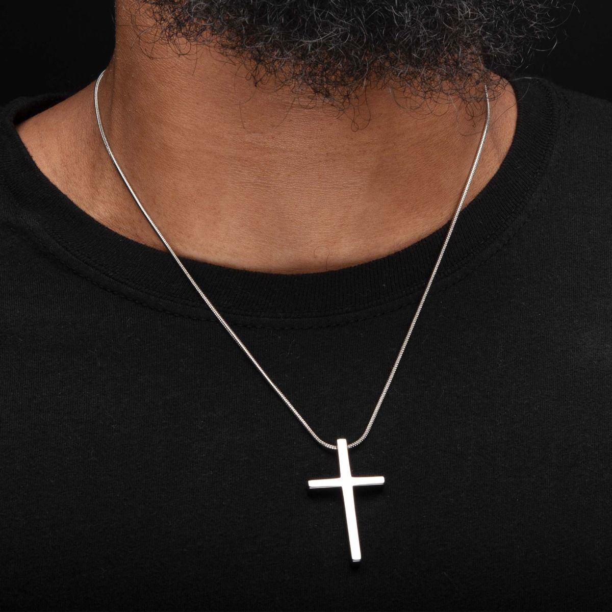 Tungsten Carbide Cross Pendant With Steel Snake Chain (tnp56nk1)