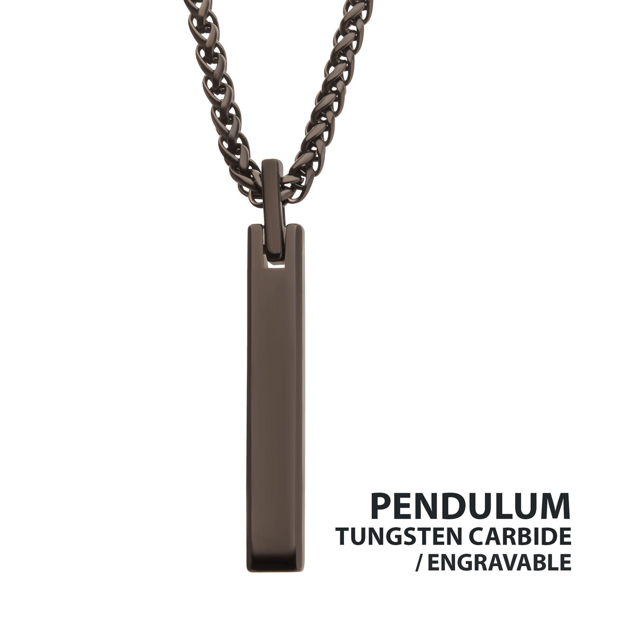 Black IP Tungsten Carbide Monolith Engravable Pendant