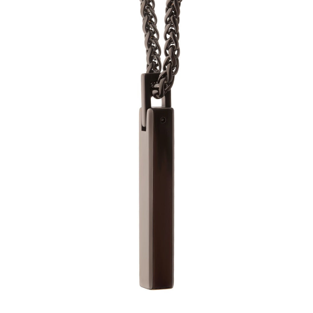 Black IP Tungsten Carbide Monolith Engravable Pendant
