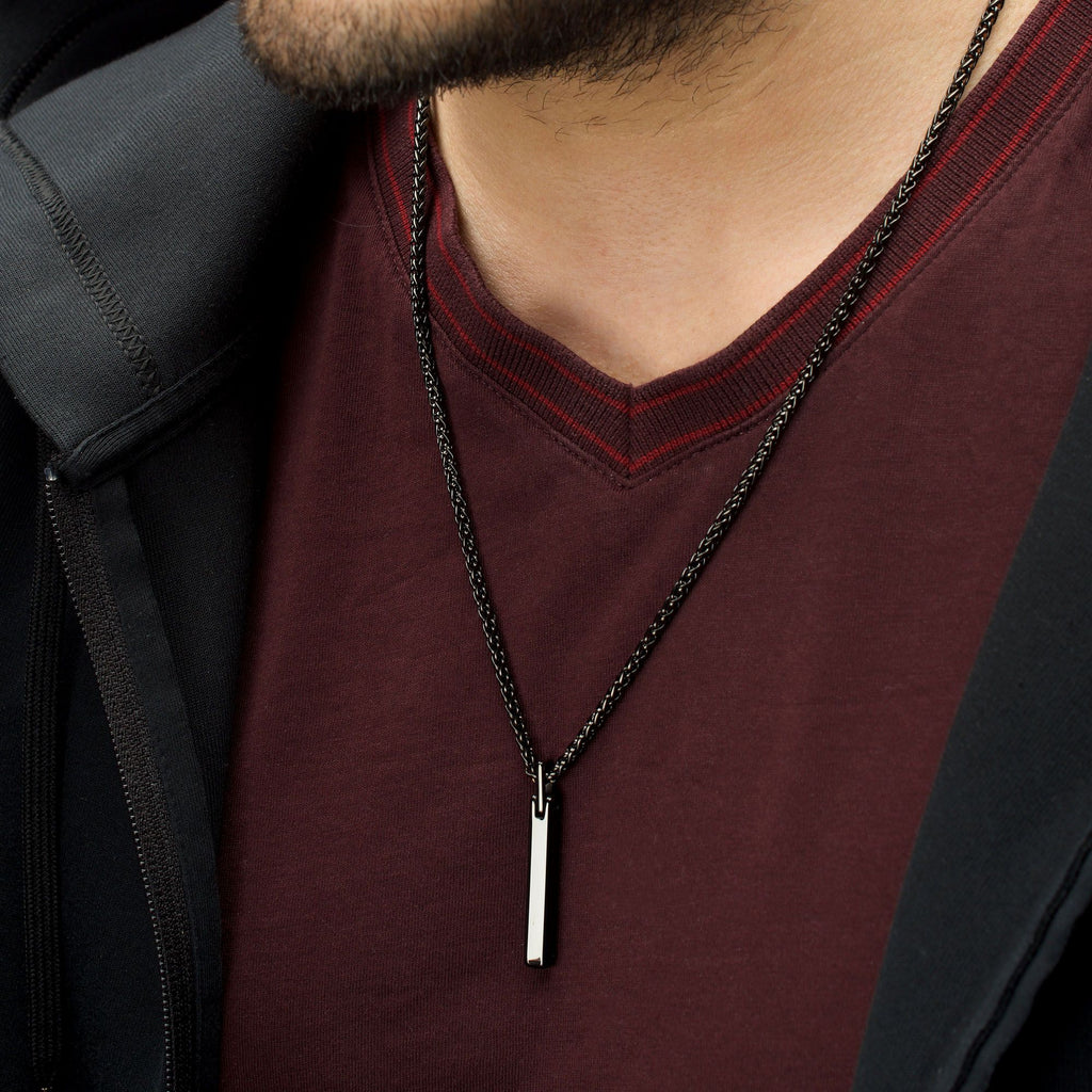 Black IP Tungsten Carbide Monolith Engravable Pendant